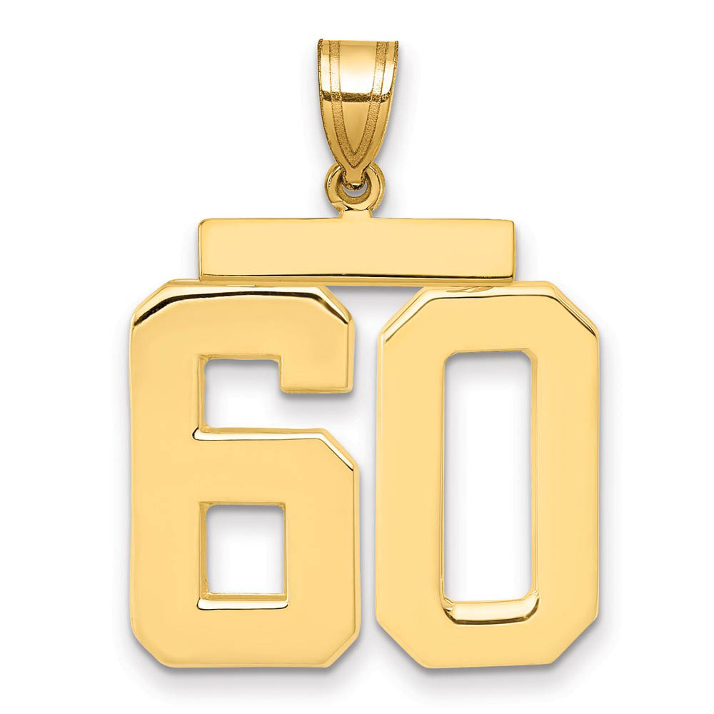 14k Yellow Gold, Athletic Collection, Polished Number 60 Pendant
