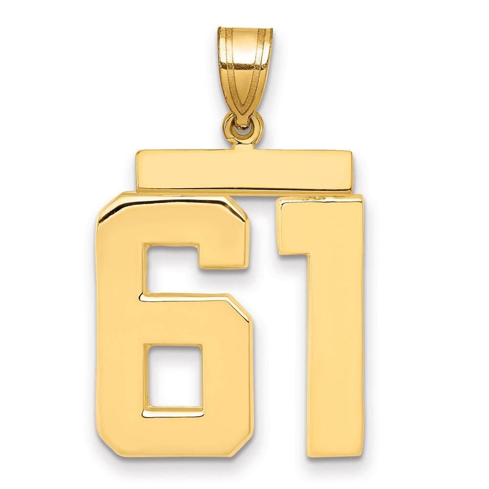14k Yellow Gold, Athletic Collection, Polished Number 61 Pendant