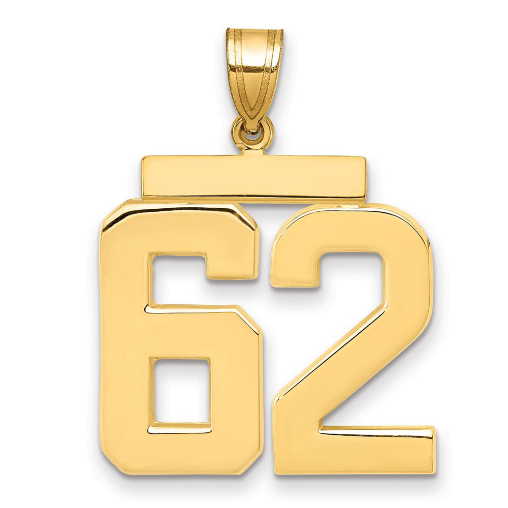 14k Yellow Gold, Athletic Collection, Polished Number 62 Pendant