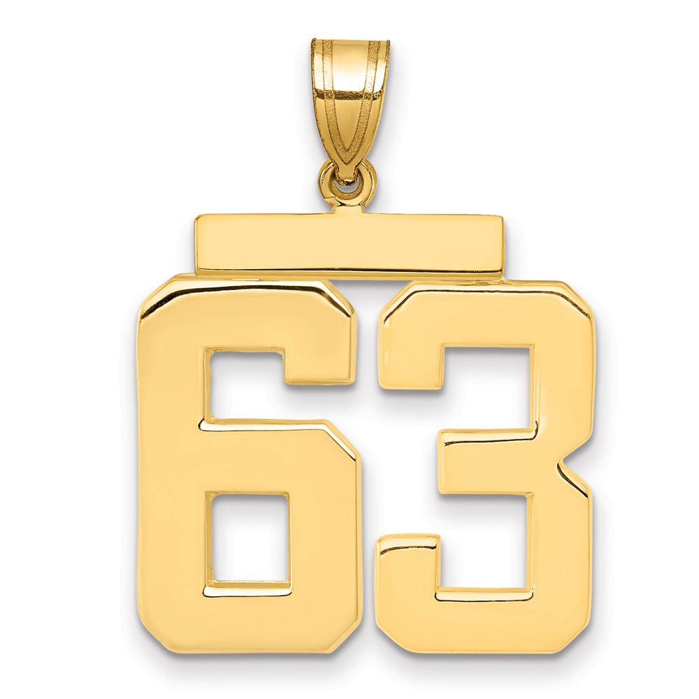 14k Yellow Gold, Athletic Collection, Polished Number 63 Pendant