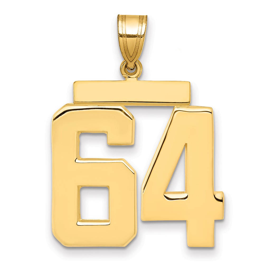14k Yellow Gold, Athletic Collection, Polished Number 64 Pendant