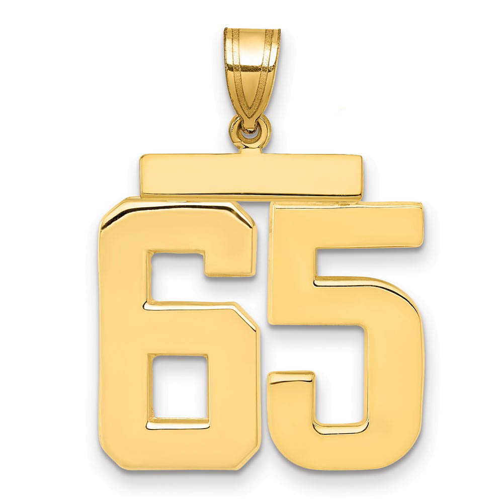 14k Yellow Gold, Athletic Collection, Polished Number 65 Pendant