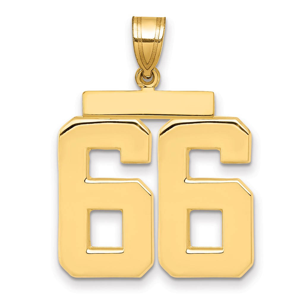 14k Yellow Gold, Athletic Collection, Polished Number 66 Pendant