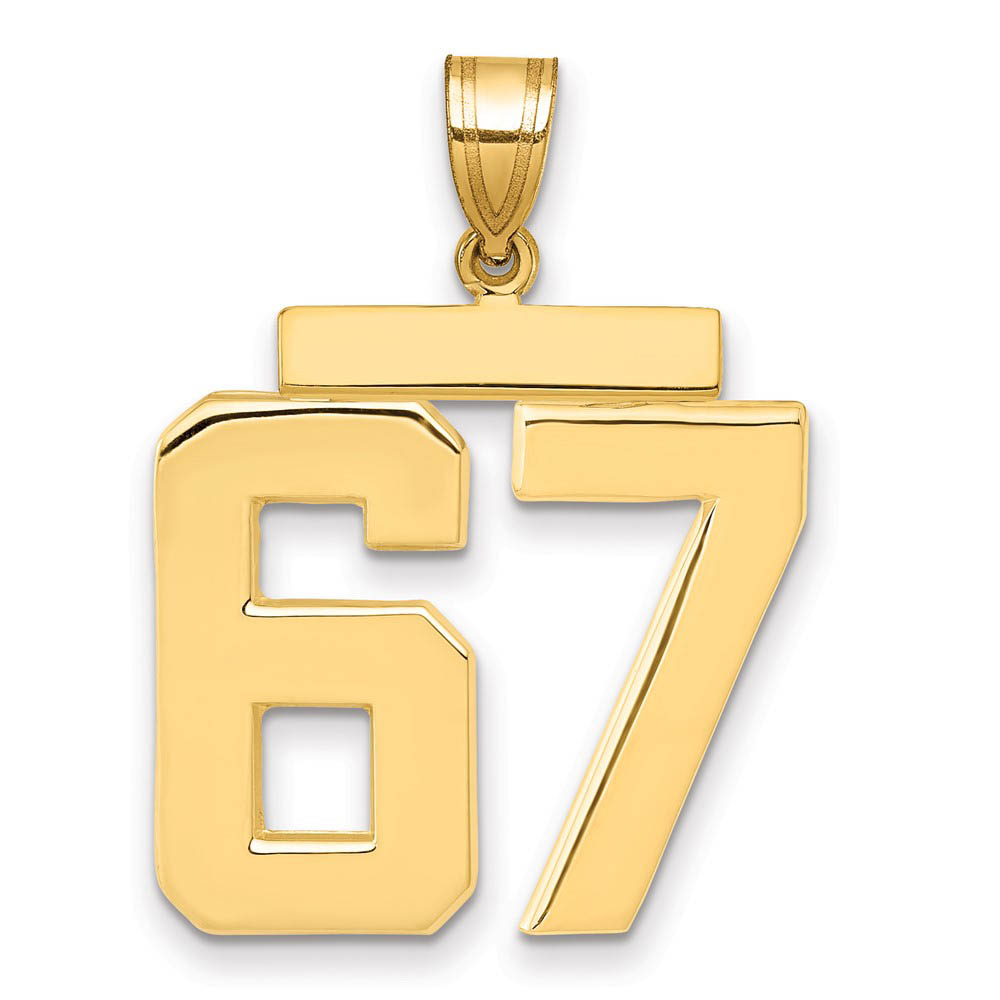 14k Yellow Gold, Athletic Collection, Polished Number 67 Pendant
