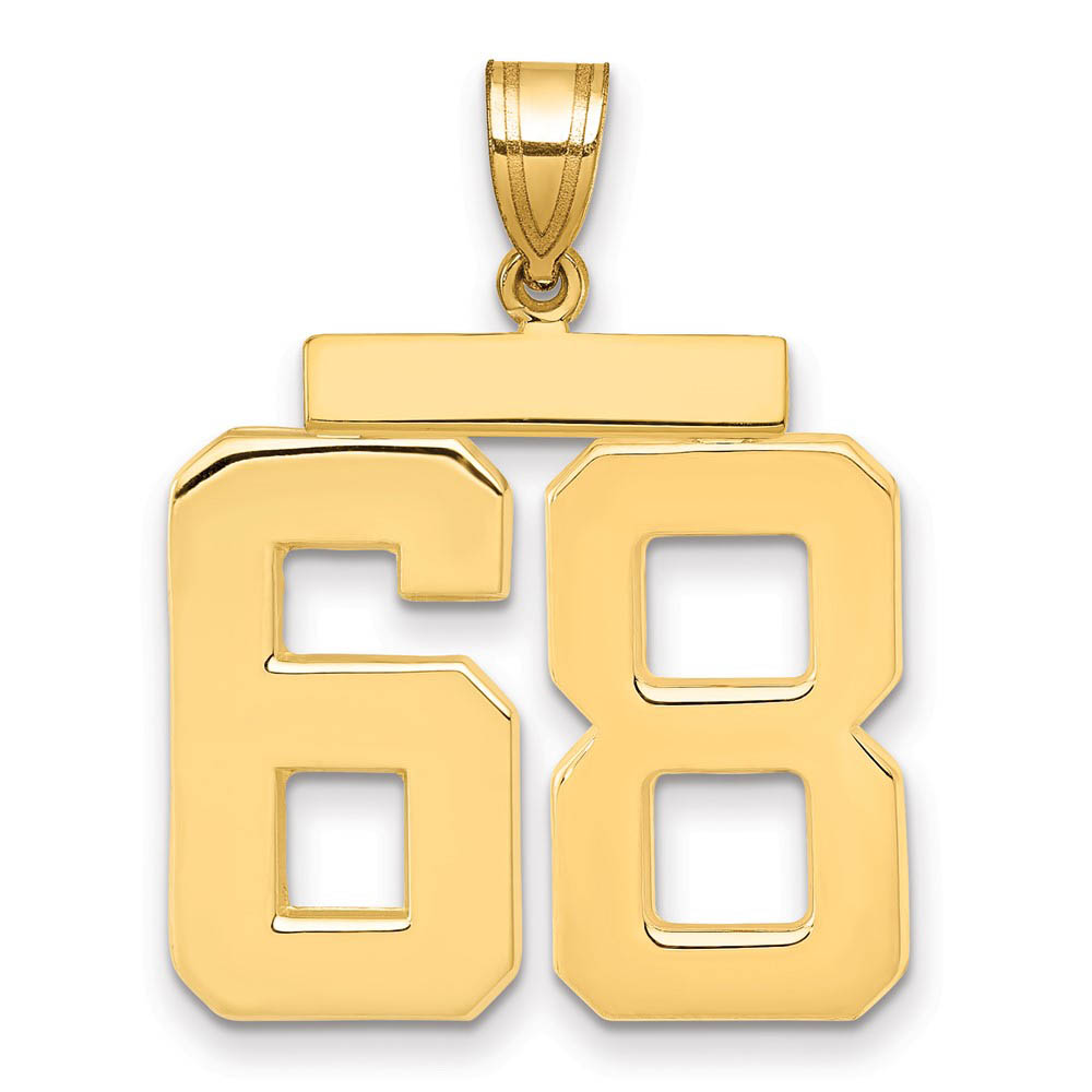 14k Yellow Gold, Athletic Collection, Polished Number 68 Pendant