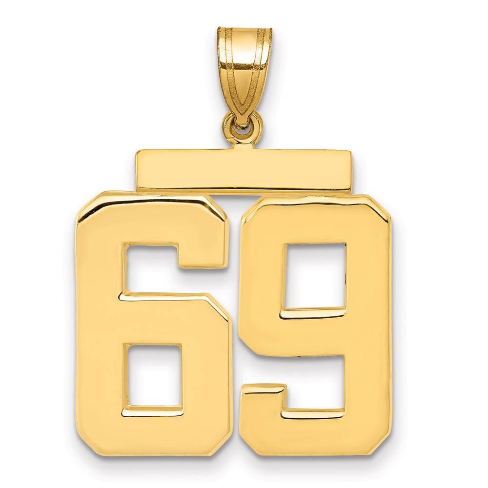 14k Yellow Gold, Athletic Collection, Polished Number 69 Pendant