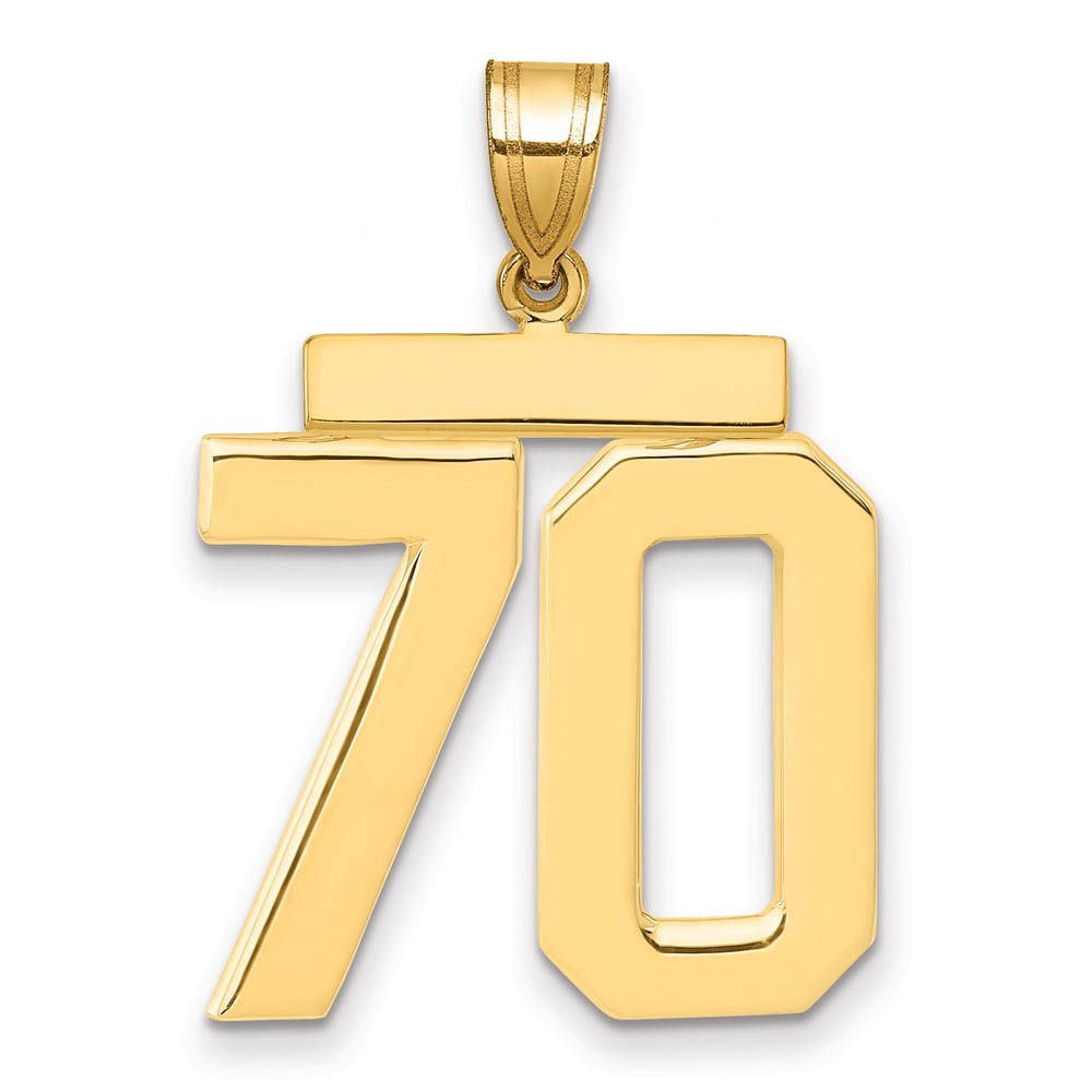 14k Yellow Gold, Athletic Collection, Polished Number 70 Pendant