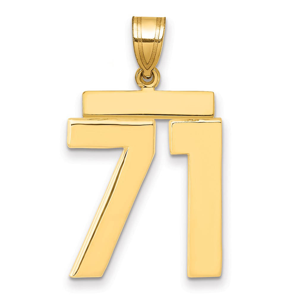 14k Yellow Gold, Athletic Collection, Polished Number 71 Pendant