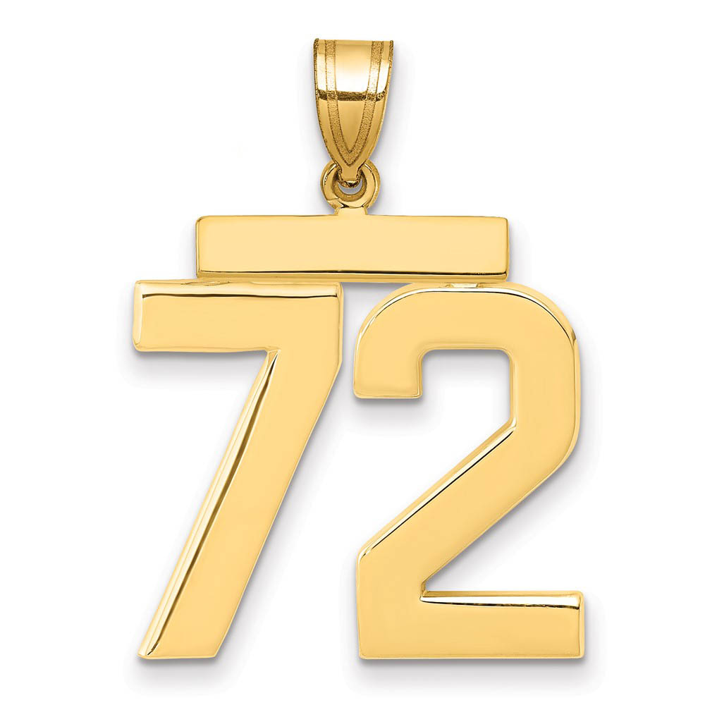 14k Yellow Gold, Athletic Collection, Polished Number 72Pendant