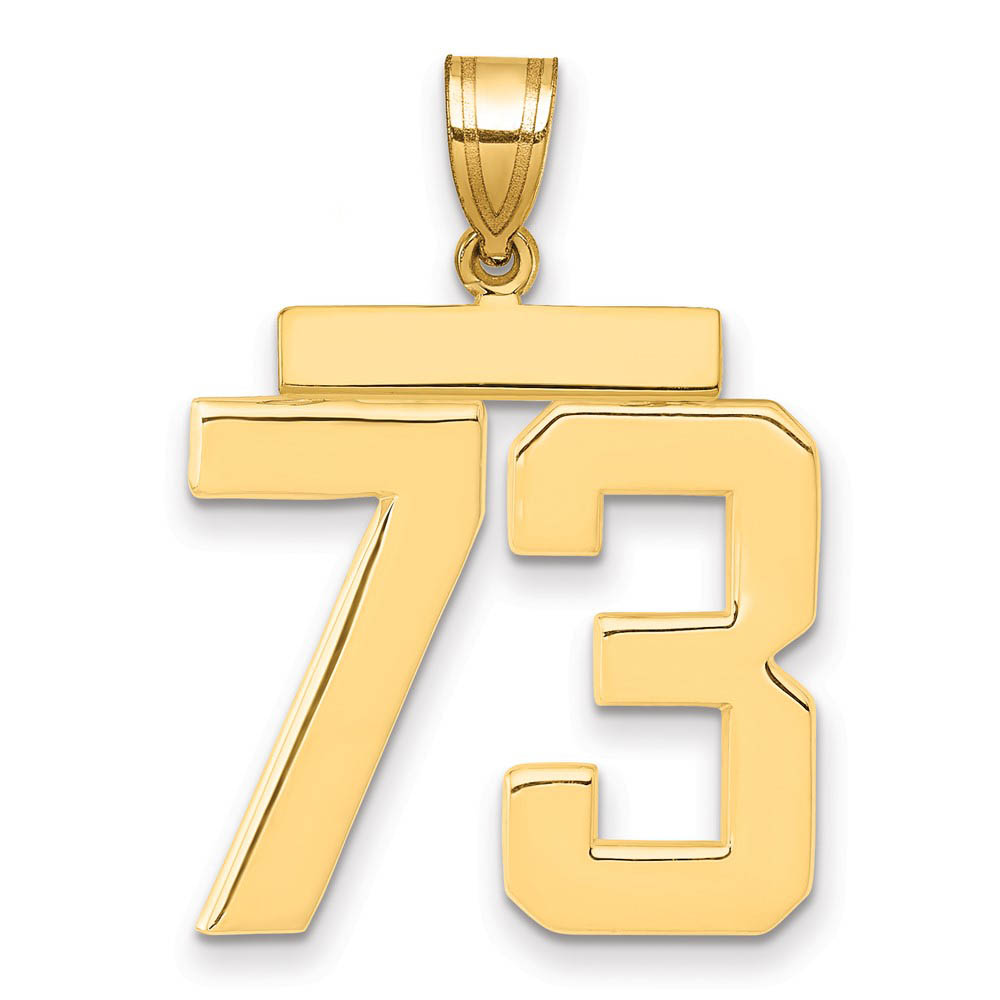 14k Yellow Gold, Athletic Collection, Polished Number 73 Pendant