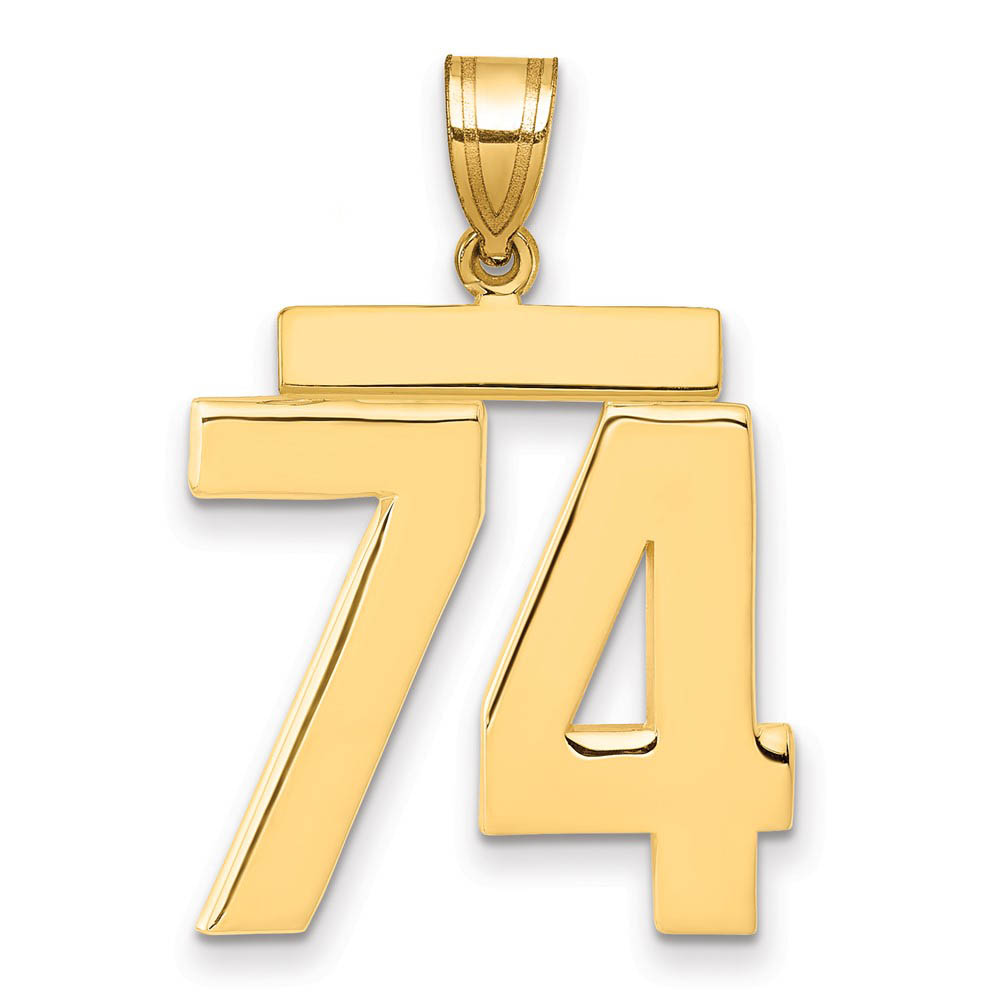 14k Yellow Gold, Athletic Collection, Polished Number 74 Pendant