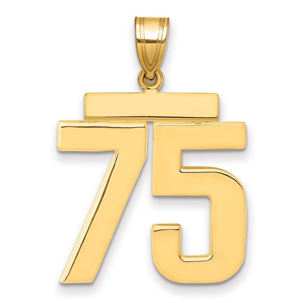 14k Yellow Gold, Athletic Collection, Polished Number 75 Pendant