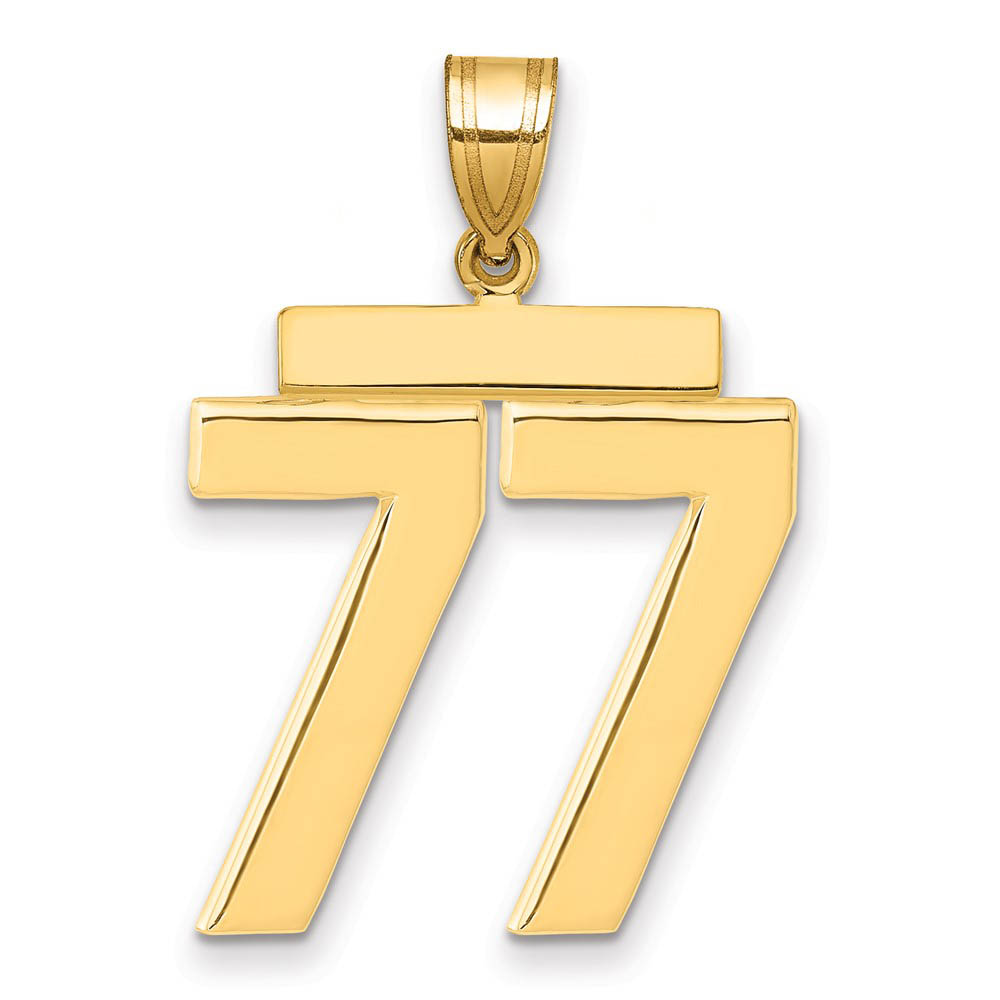 14k Yellow Gold, Athletic Collection, Polished Number 77 Pendant