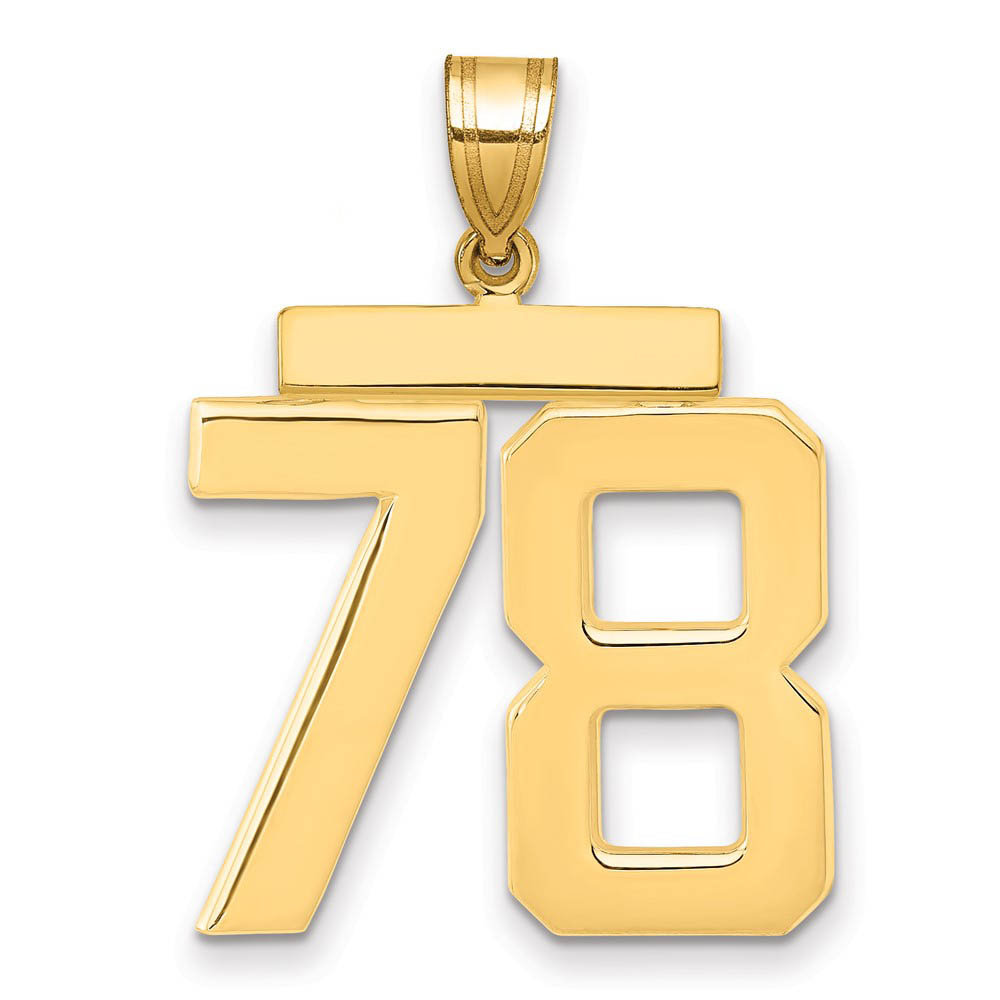 14k Yellow Gold, Athletic Collection, Polished Number 78 Pendant