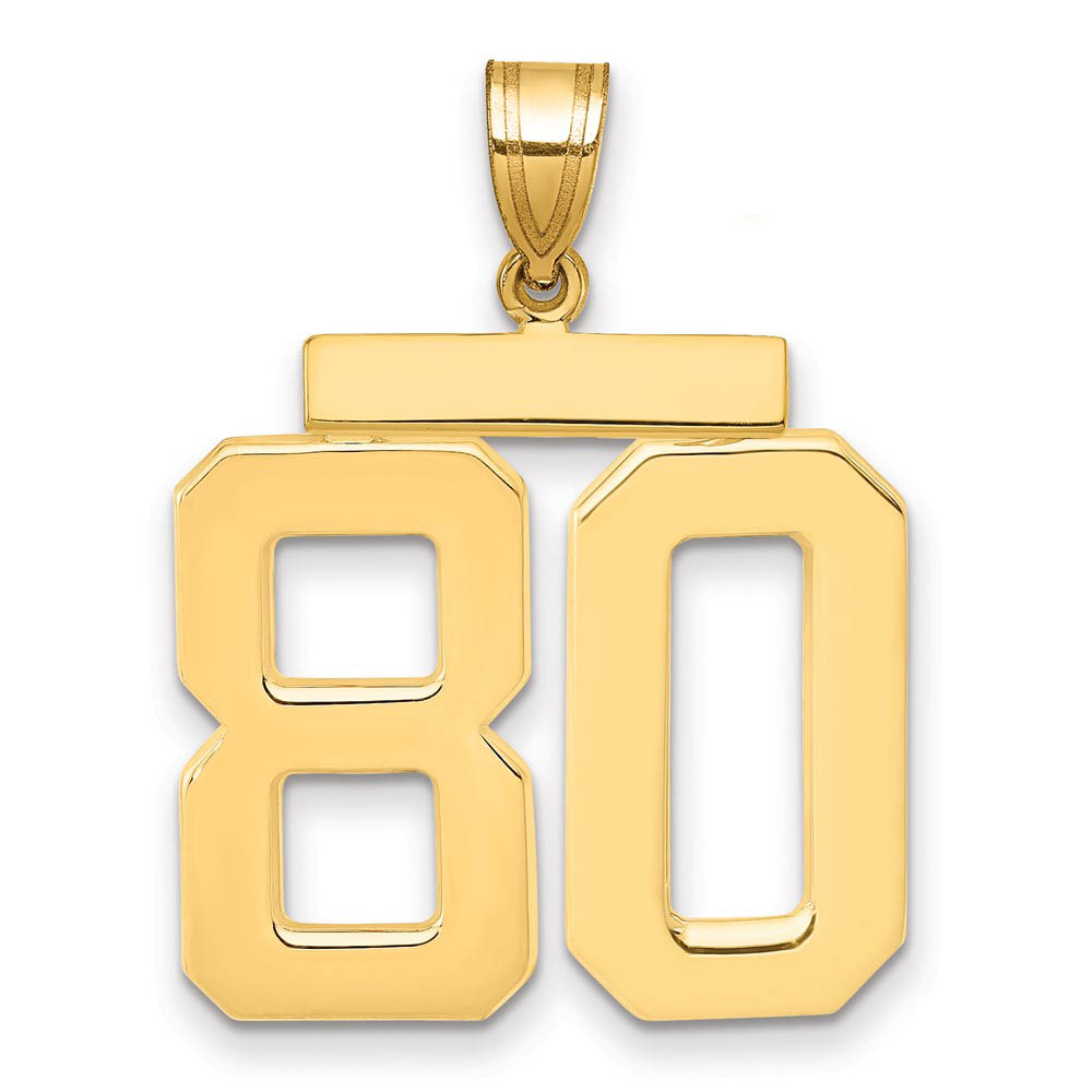 14k Yellow Gold, Athletic Collection, Polished Number 80 Pendant