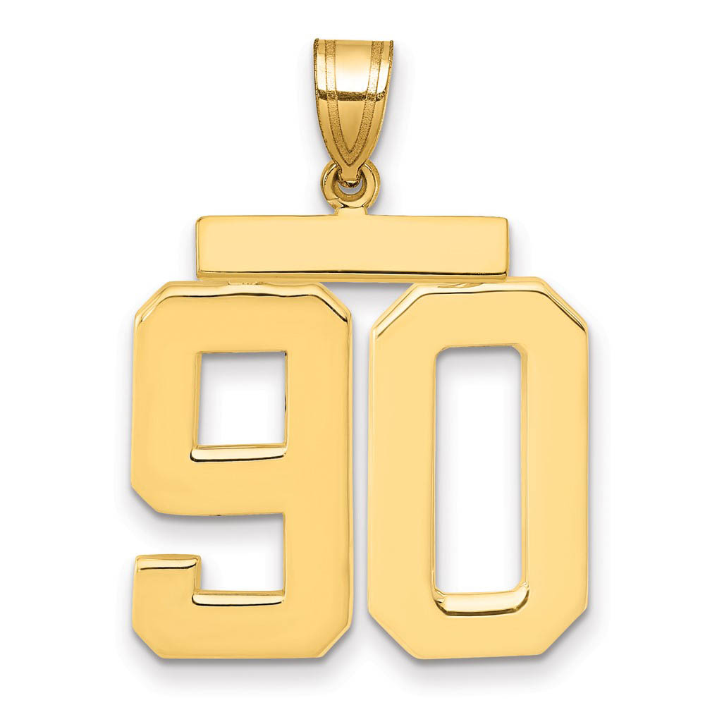 14k Yellow Gold, Athletic Collection, Polished Number 90 Pendant