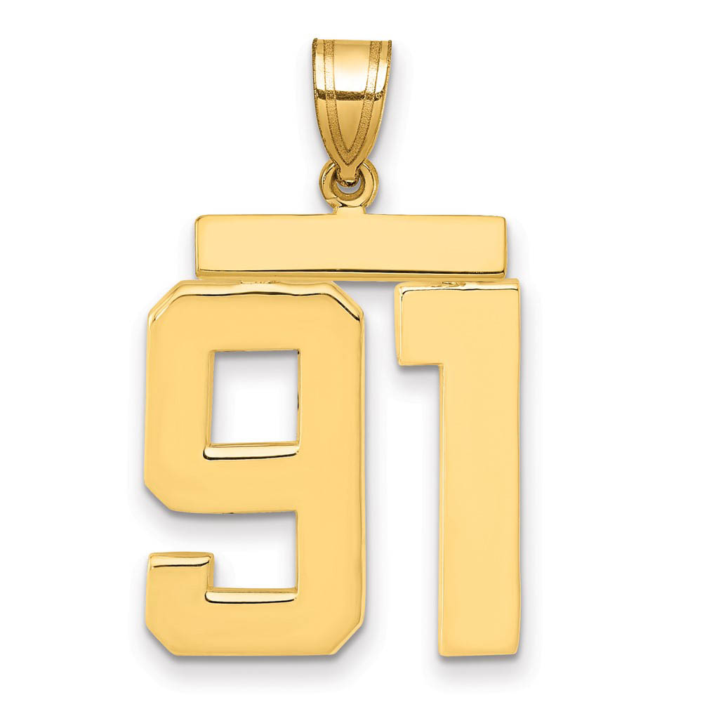 14k Yellow Gold, Athletic Collection, Polished Number 91 Pendant