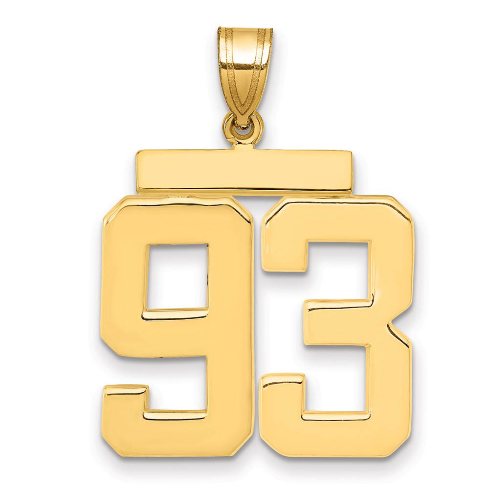14k Yellow Gold, Athletic Collection, Polished Number 93 Pendant