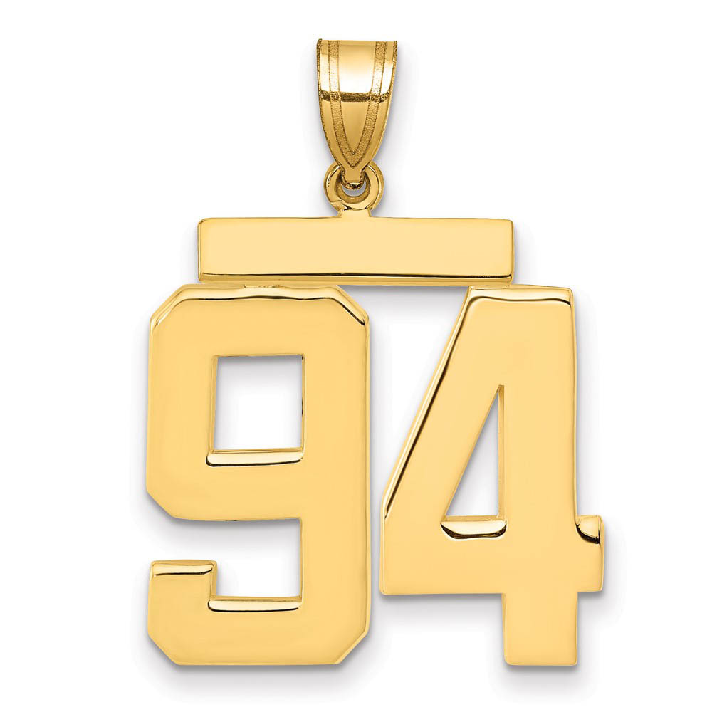 14k Yellow Gold, Athletic Collection, Polished Number 94 Pendant