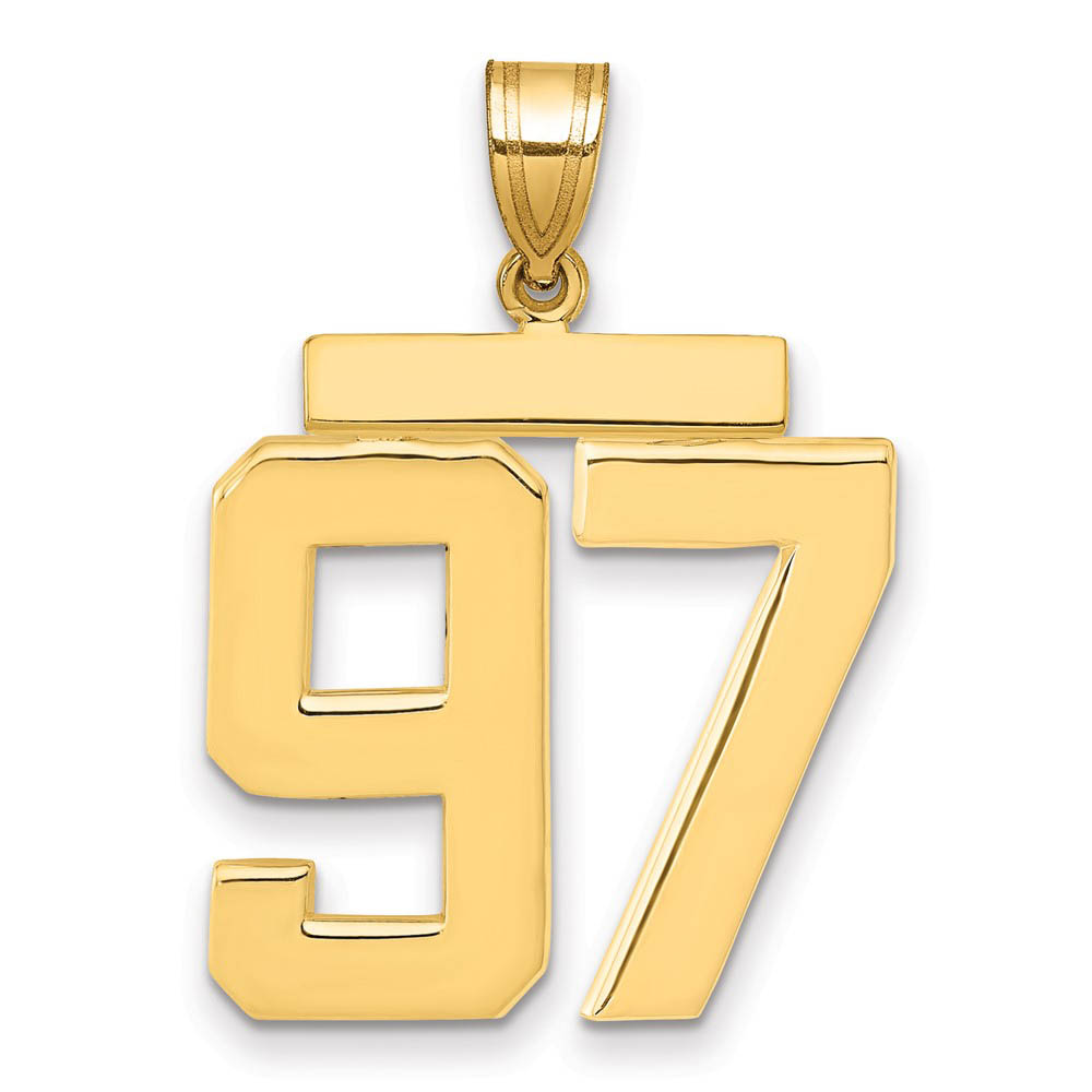 14k Yellow Gold, Athletic Collection, Polished Number 97 Pendant