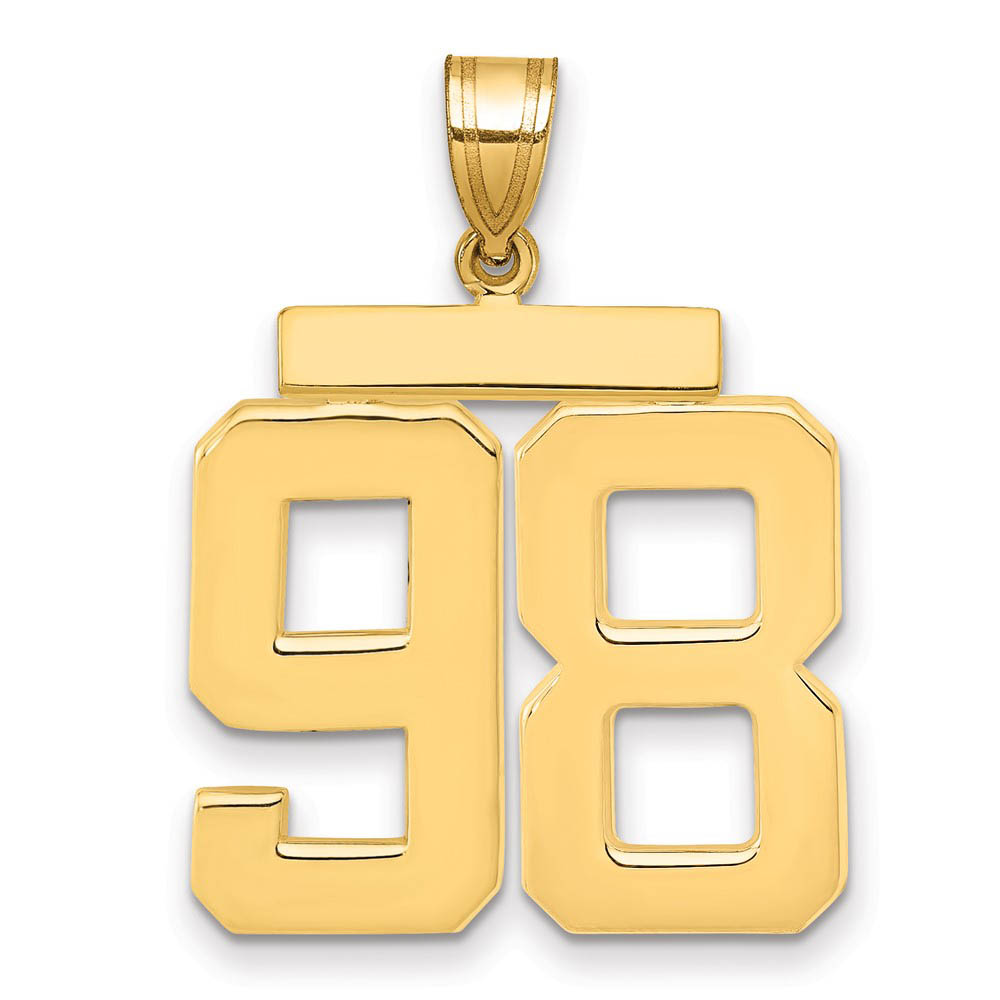 14k Yellow Gold, Athletic Collection, Polished Number 98 Pendant