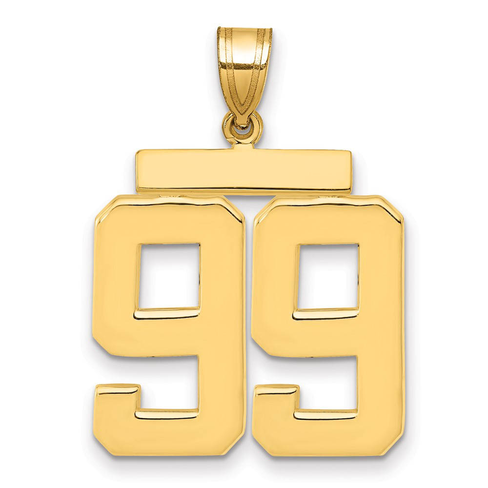 14k Yellow Gold, Athletic Collection, Polished Number 99 Pendant