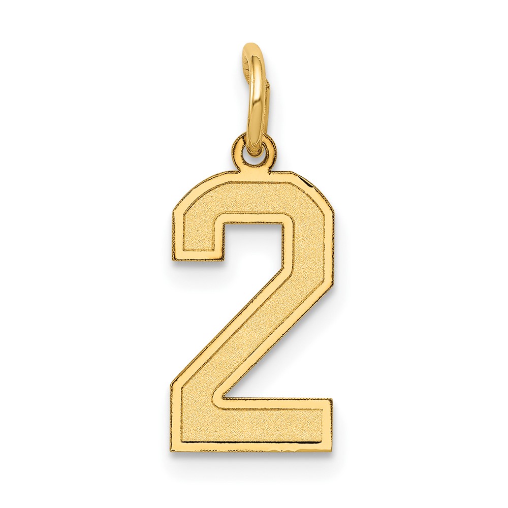 14k Yellow Gold, Jersey Collection, Number 2 Pendant