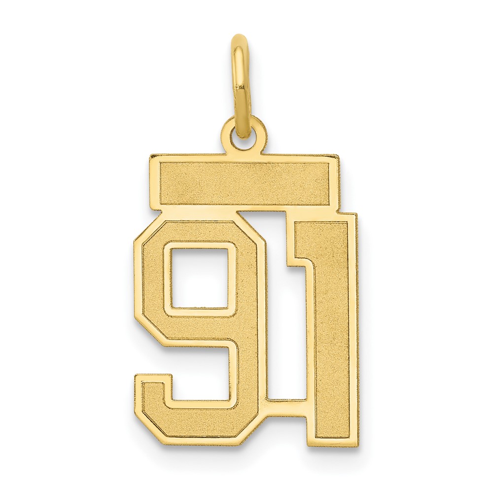 14k Yellow Gold, Jersey Collection, Number 91 Pendant
