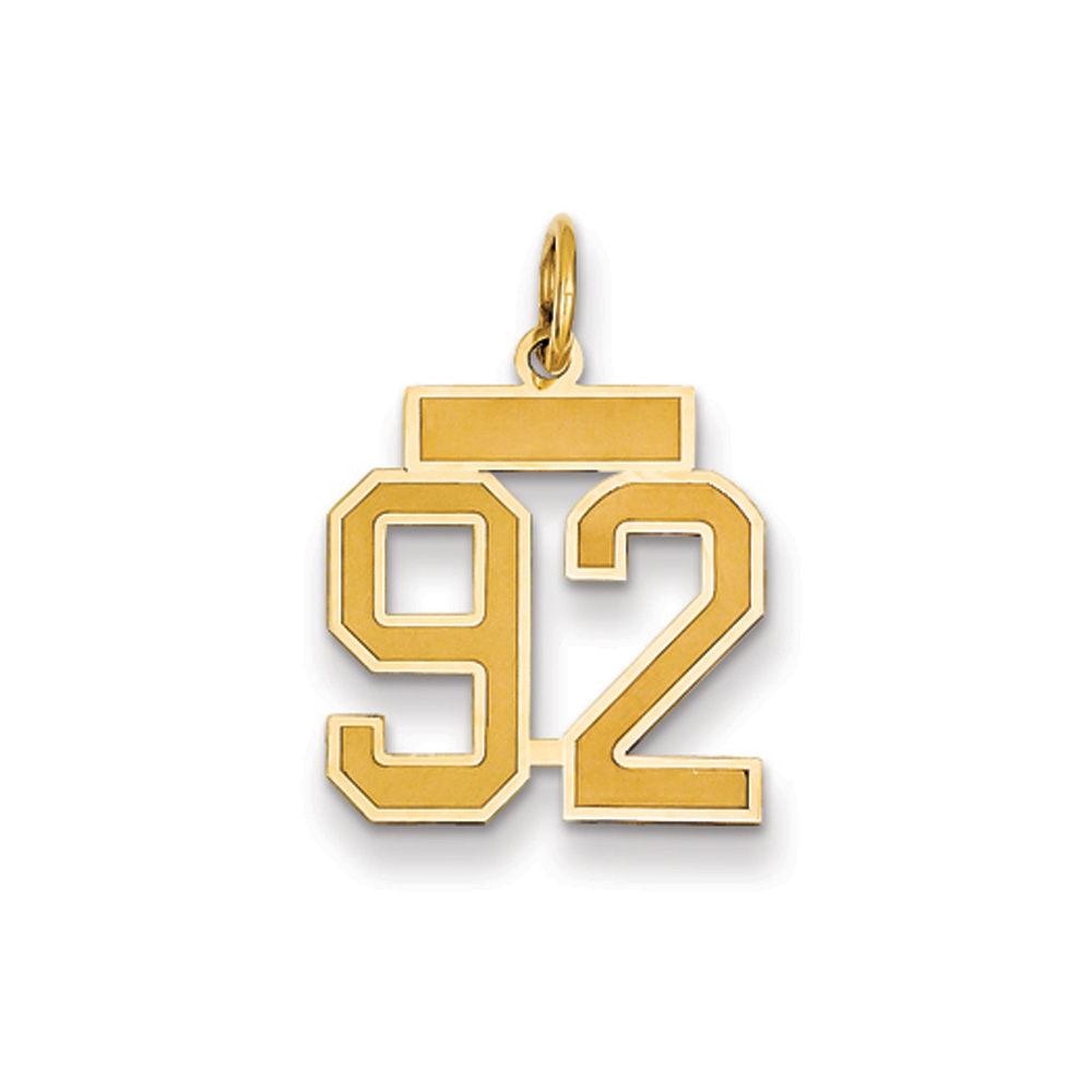 14k Yellow Gold, Jersey Collection, Number 92 Pendant