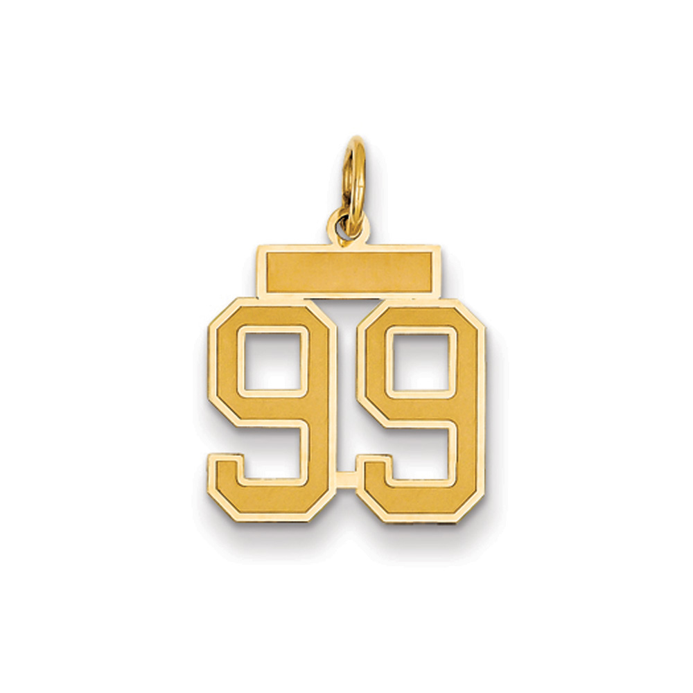 14k Yellow Gold, Jersey Collection, Number 99 Pendant