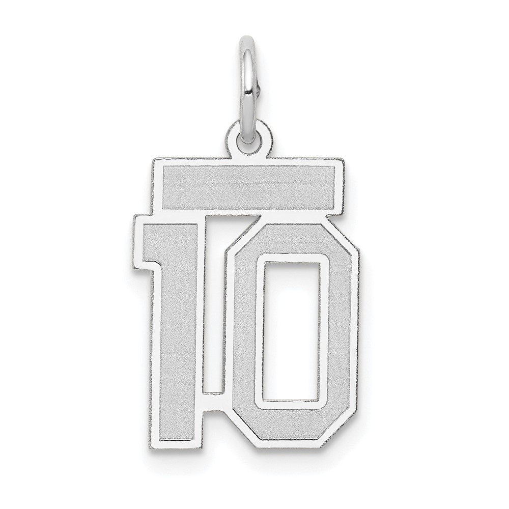 14k White Gold, Jersey Collection, Number 10 Pendant