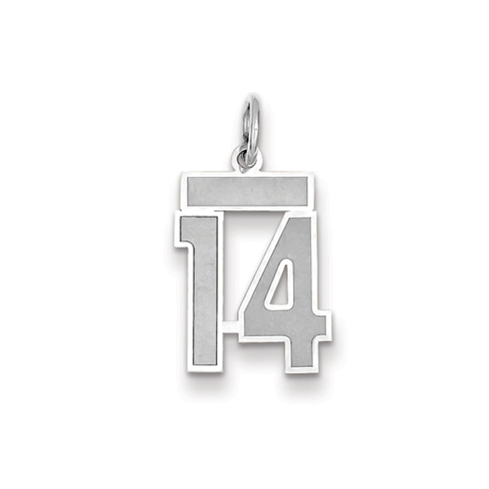 14k White Gold, Jersey Collection, Number 14 Pendant