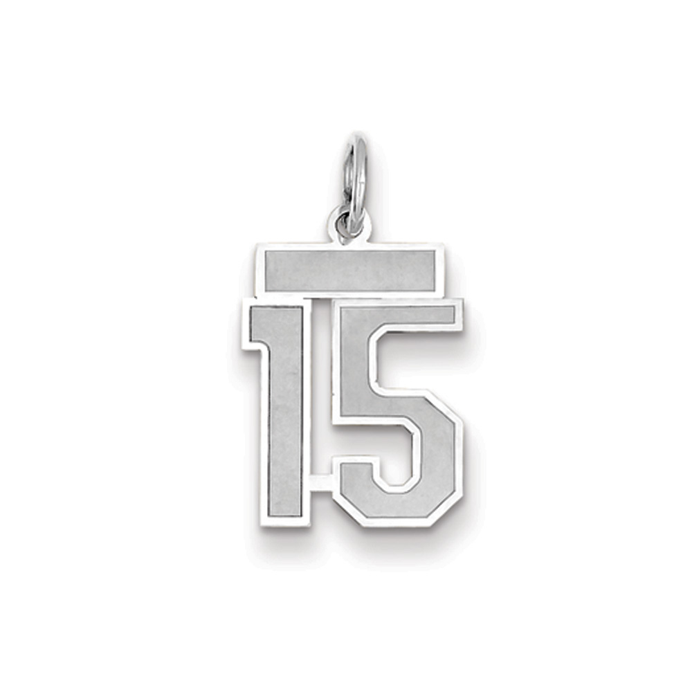 14k White Gold, Jersey Collection, Number 15 Pendant
