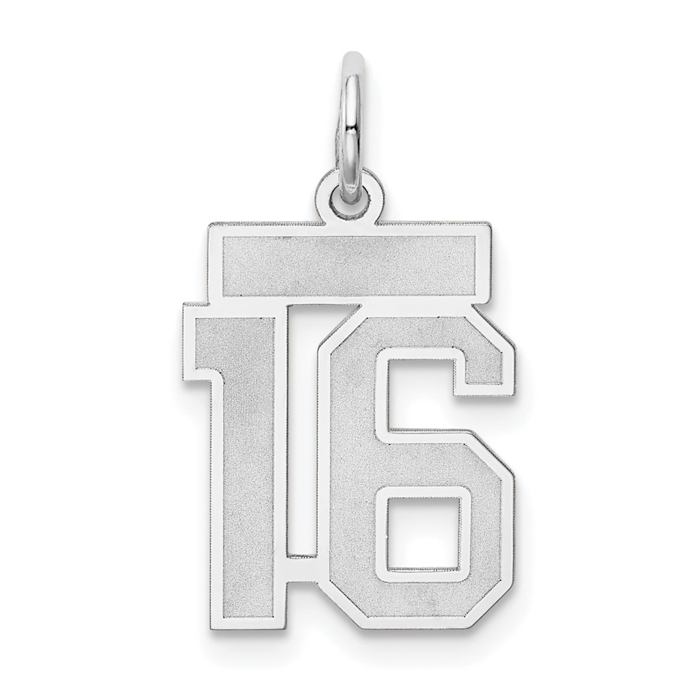 14k White Gold, Jersey Collection, Number 16 Pendant