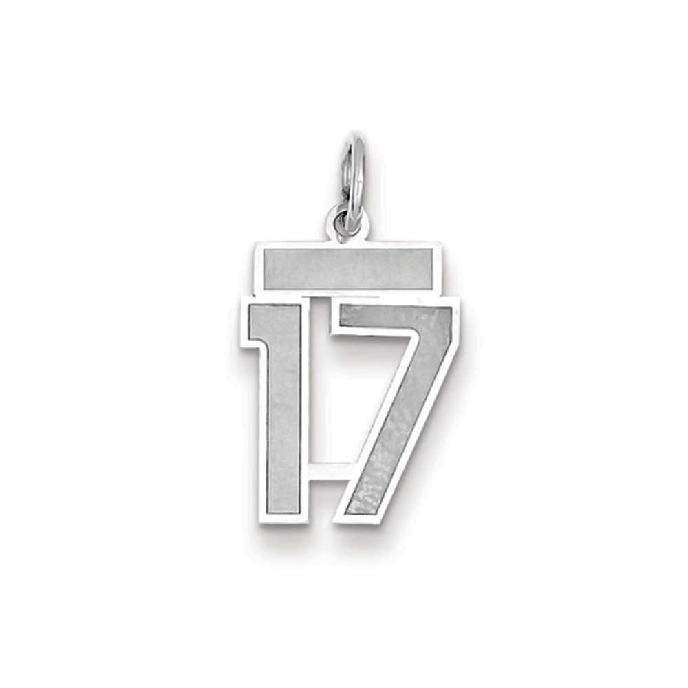 14k White Gold, Jersey Collection, Number 17 Pendant