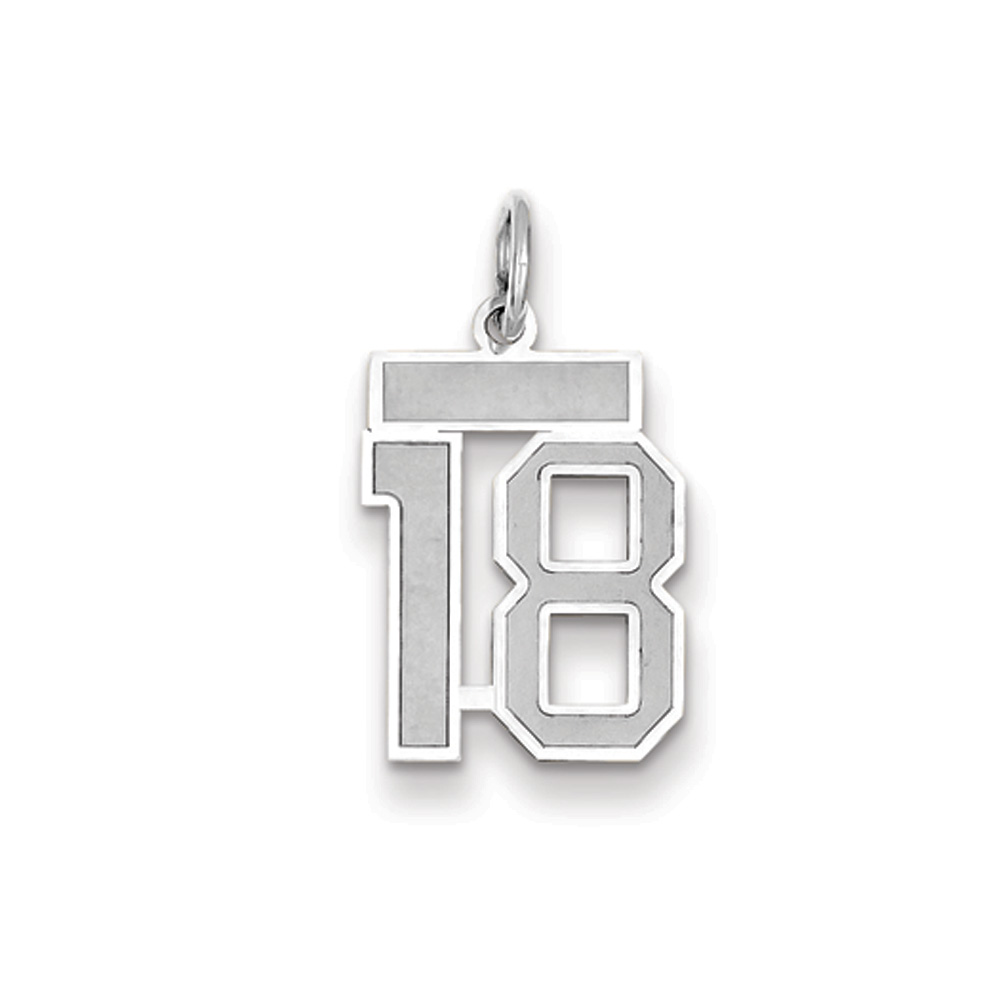 14k White Gold, Jersey Collection, Number 18 Pendant