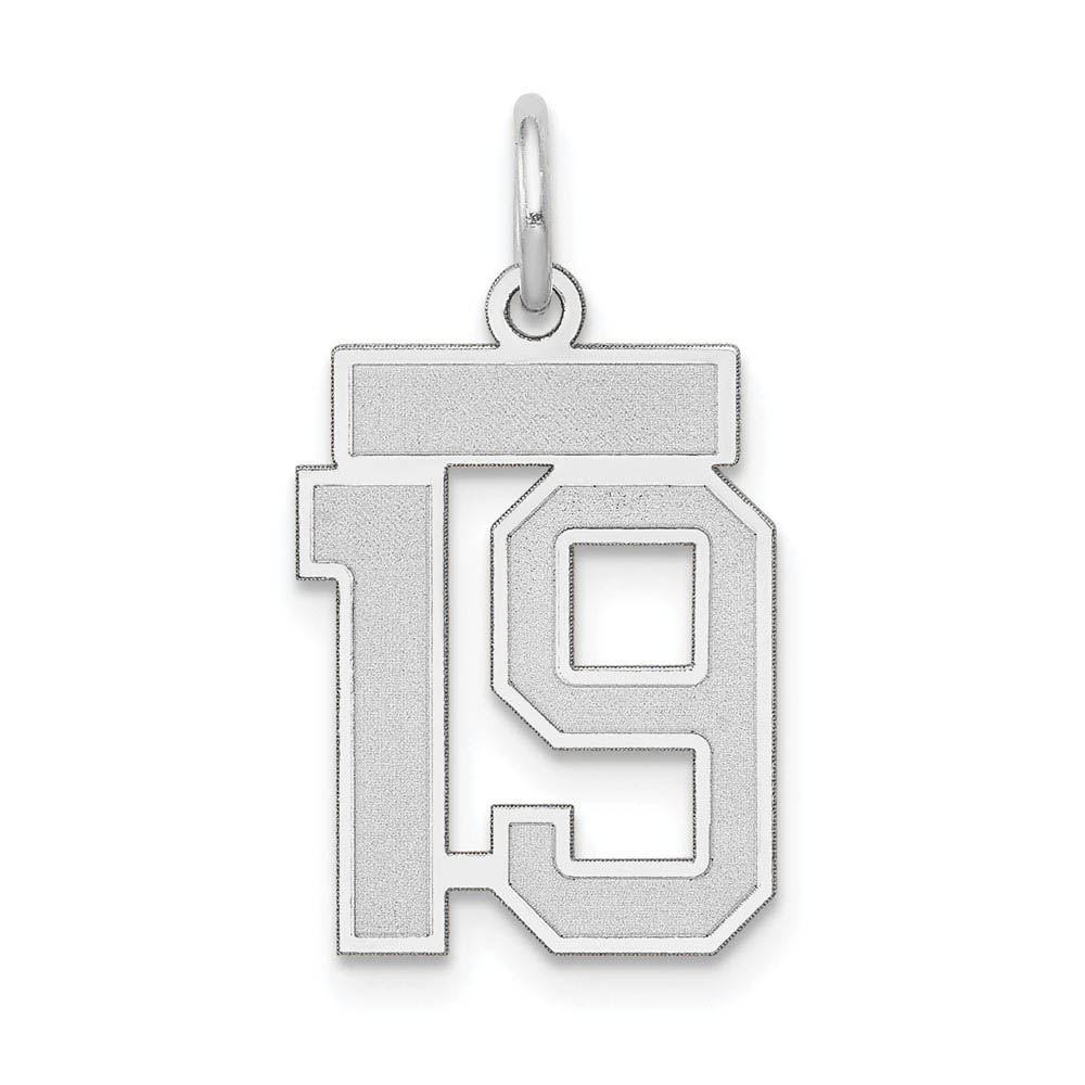 14k White Gold, Jersey Collection, Number 19 Pendant
