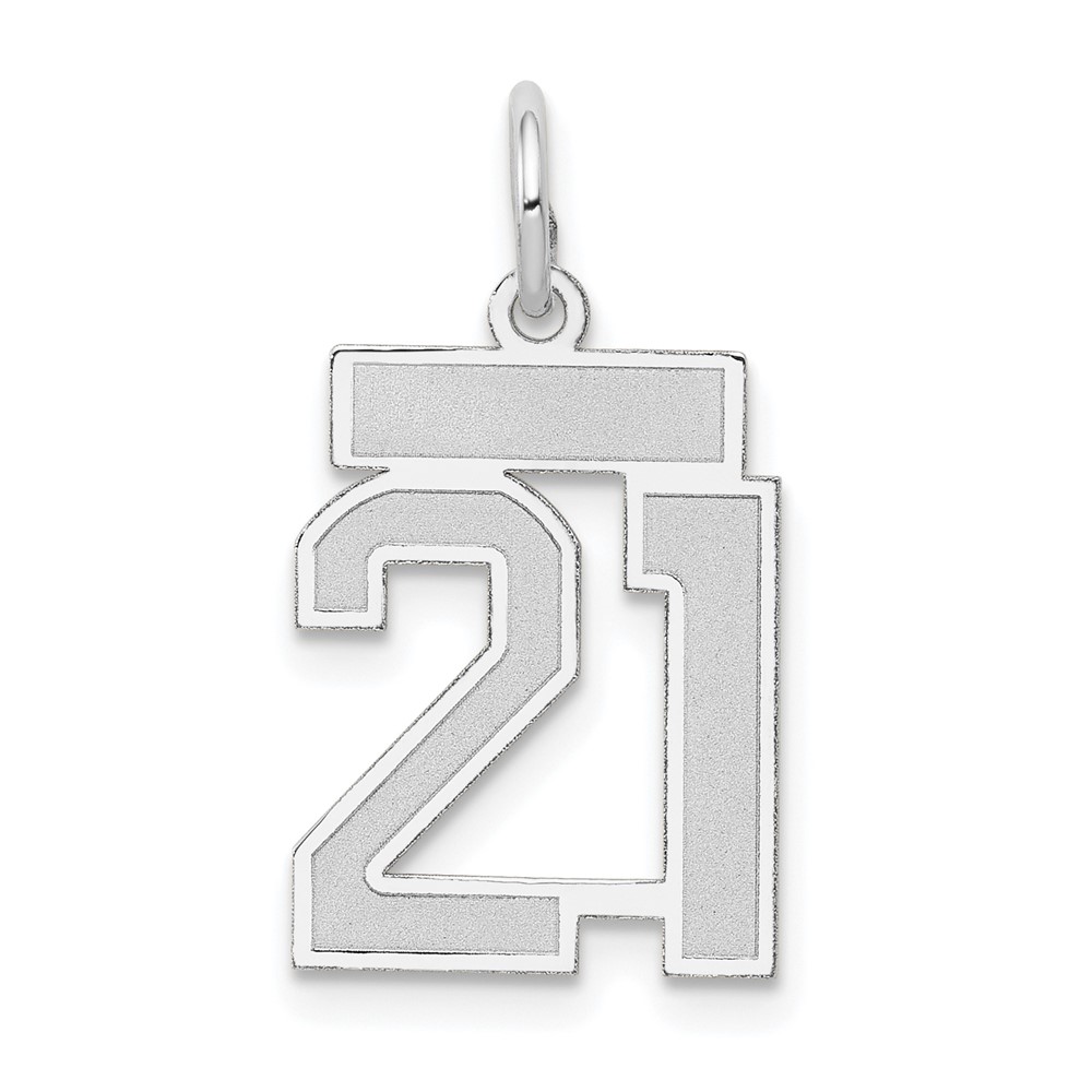 14k White Gold, Jersey Collection, Number 21 Pendant