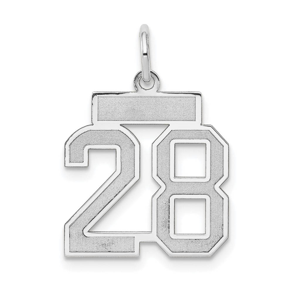 14k White Gold, Jersey Collection, Number 28 Pendant