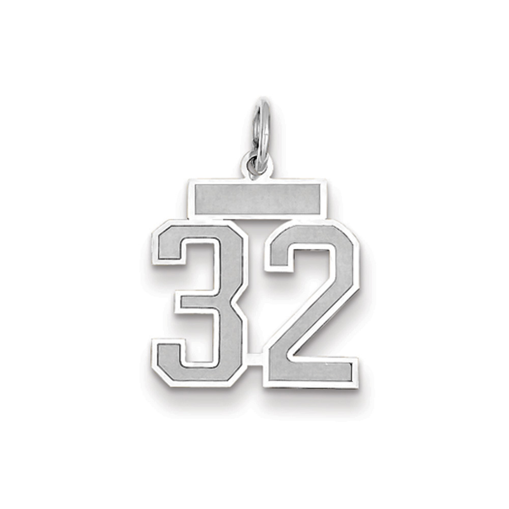 14k White Gold, Jersey Collection, Number 32 Pendant