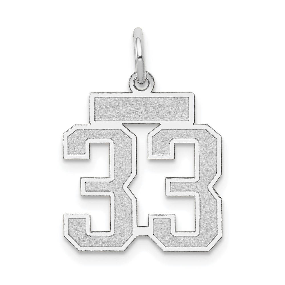 14k White Gold, Jersey Collection, Small Number 33 Pendant