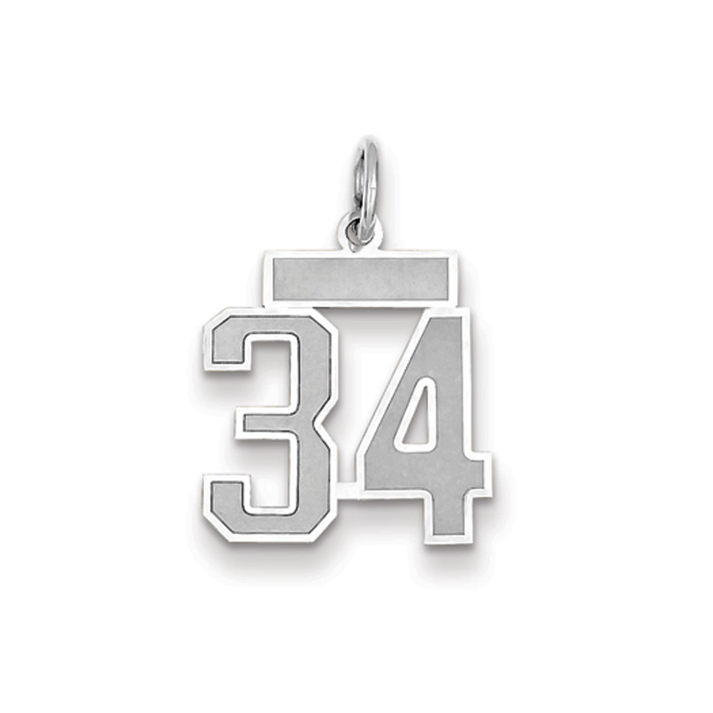 14k White Gold, Jersey Collection, Number 34 Pendant