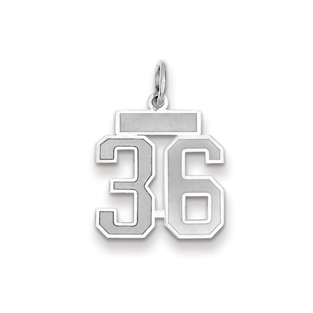 14k White Gold, Jersey Collection, Number 36 Pendant