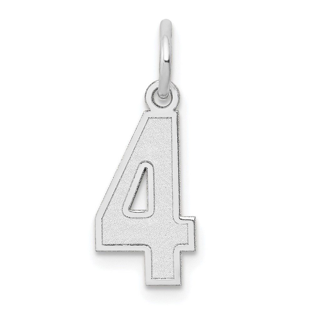 14k White Gold, Jersey Collection, Number 4 Pendant
