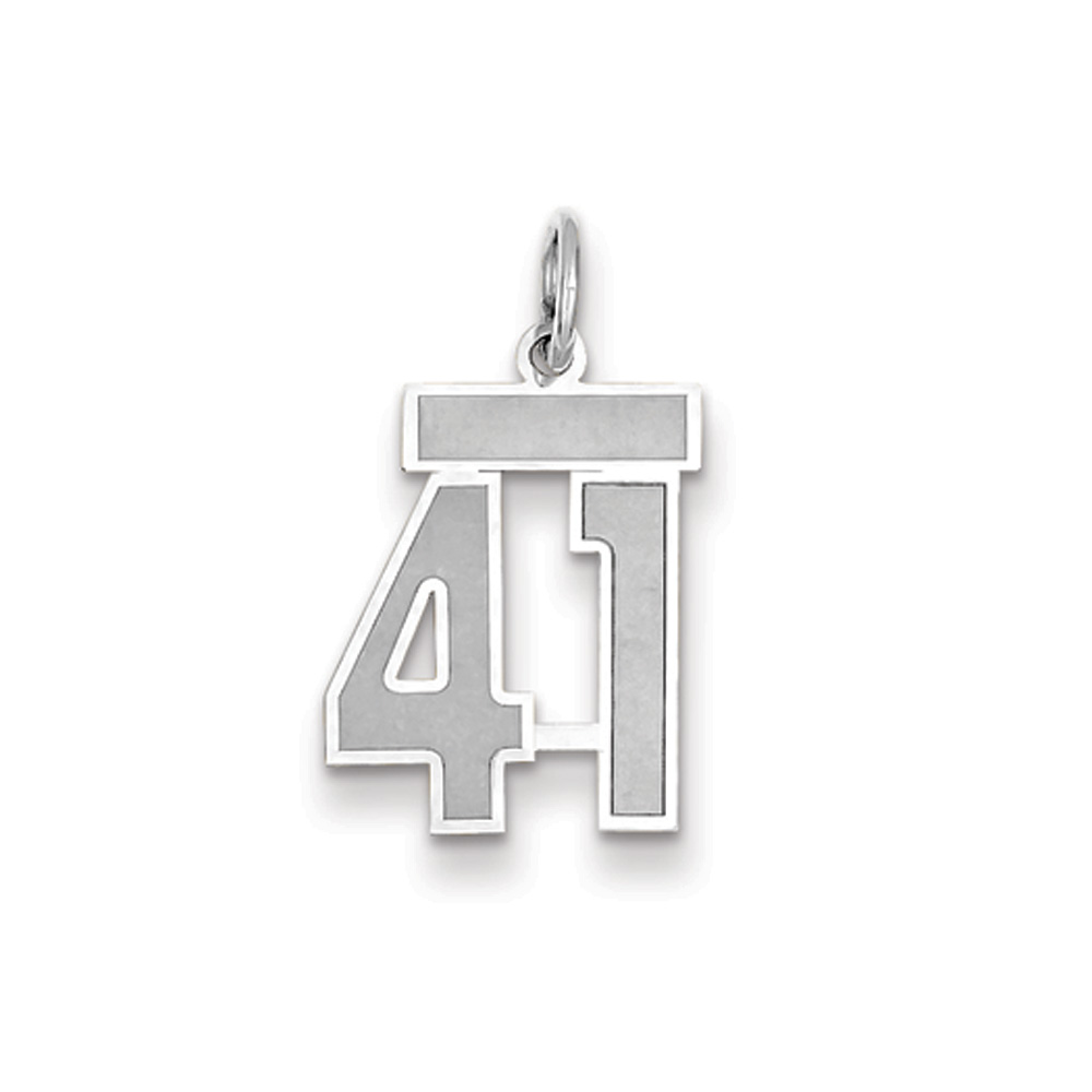 14k White Gold, Jersey Collection, Small Number 41 Pendant