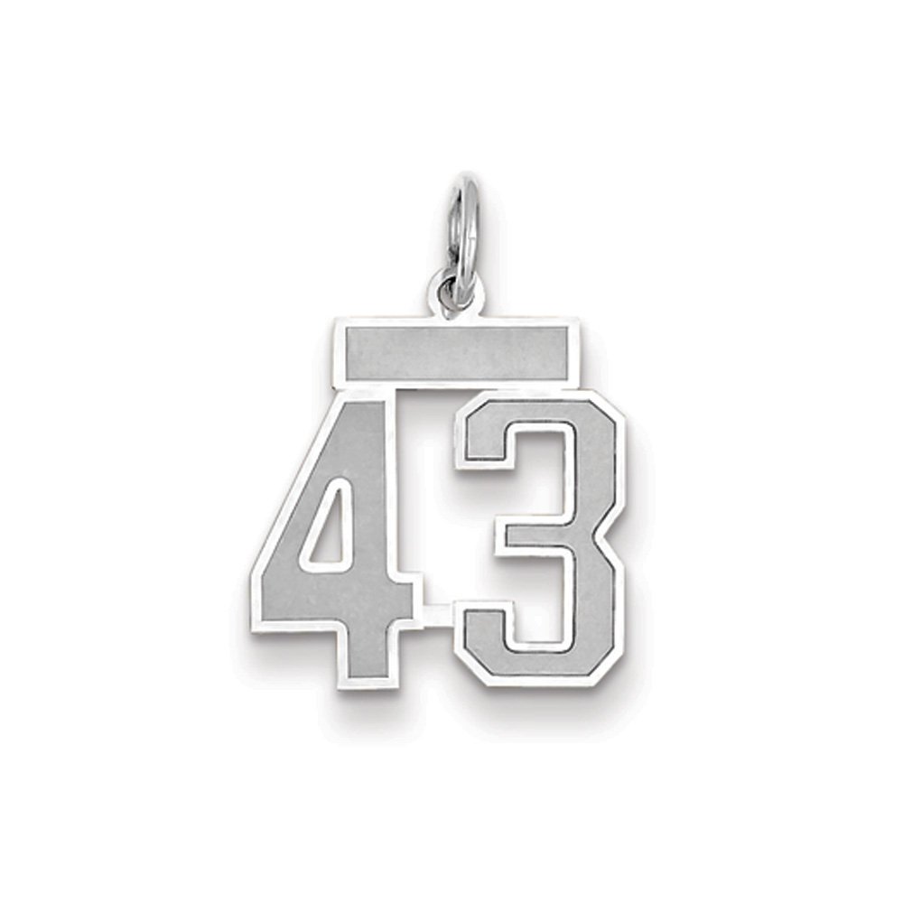 14k White Gold, Jersey Collection, Small Number 43 Pendant