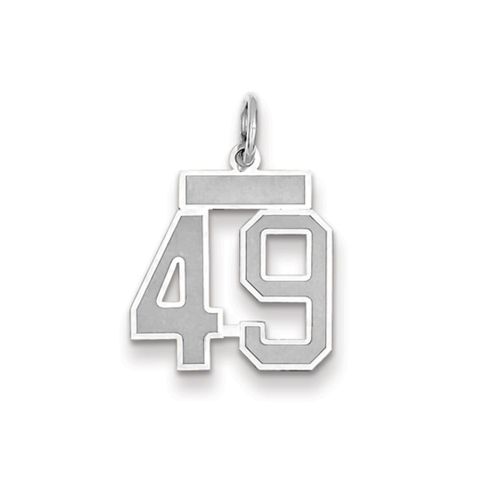 14k White Gold, Jersey Collection, Small Number 49 Pendant