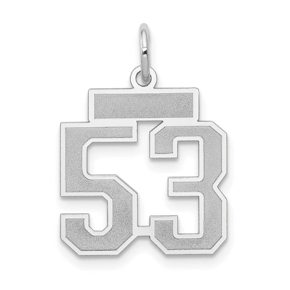 14k White Gold, Jersey Collection, Small Number 53 Pendant