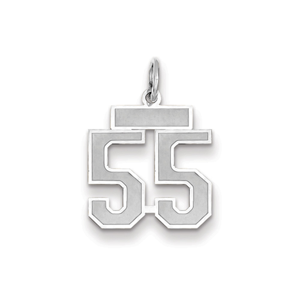 14k White Gold, Jersey Collection, Number 55 Pendant