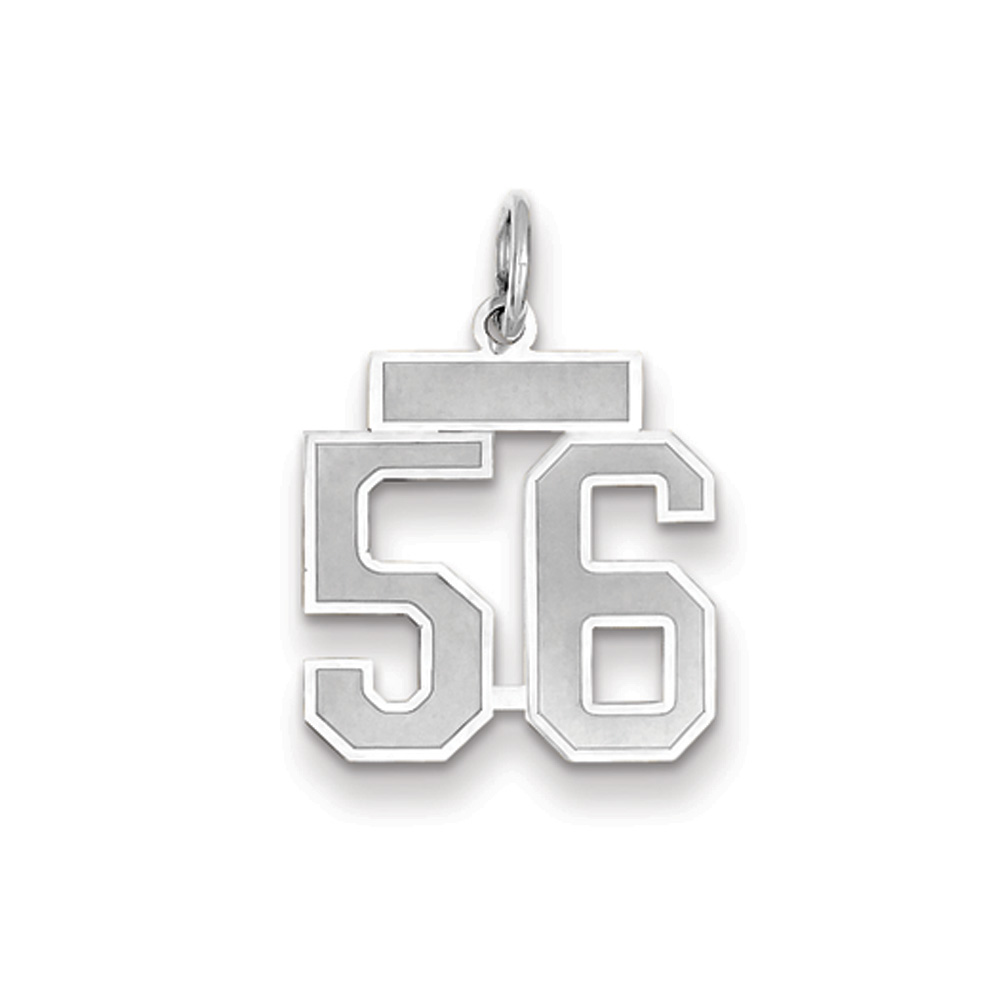 14k White Gold, Jersey Collection, Small Number 56 Pendant